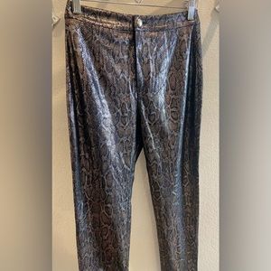 Super down metallic snakeskin pants